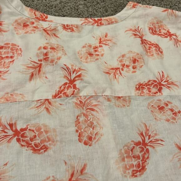 Emily Daniels Button Front pineapple side Tie blouse Top Size XL Linen Blend NEW - Picture 15 of 16